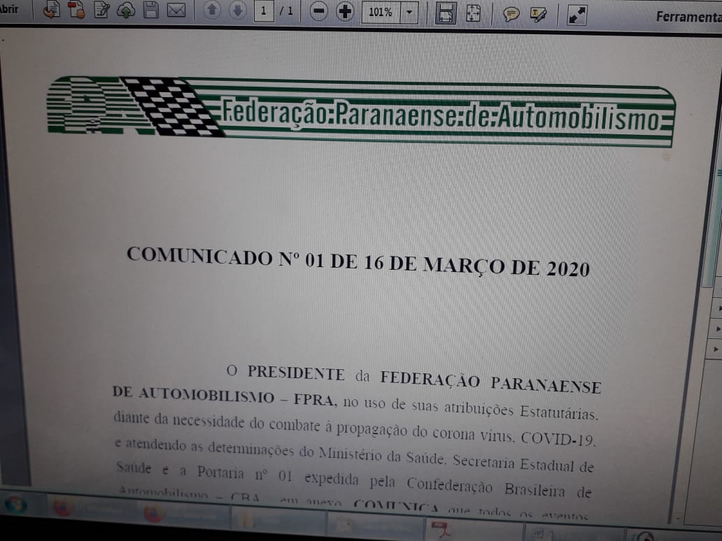 Paraná suspende provas de automobilismo por tempo indeterminado